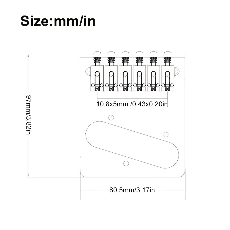 Fixed Guitar Bridge for TL Style Guitar 97x80. 5mm with 6 Roller Saddle Bottom Or Body Loading Guitar Parts Silvery - Image 2