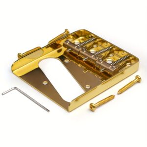 Electric Guitar Bridge with 3 Adjustable Brass Saddle 76.5*85mm for 6 String Electric Guitar Black/Golden/Silvery, Instrument Repair, String Instrument Parts, Classic Bridge Design, Vintage Guitar Hardware, Highquality Saddle, Replacement Bridge
