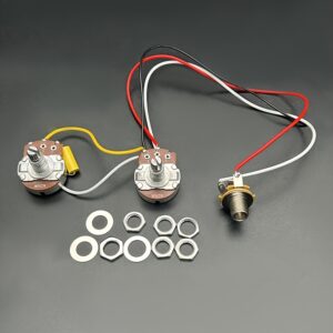 Pre-Wired Guitar Kit, DIY Guitar Electronics, Guitar Input Jack Kit, Wire Harness Pre-Wire Kits with 1 Volume, 1 Tone, 1 Input Jack, Standard Wiring Layout, Durable Harness Design, Reliable Wire, Red Guitar Components