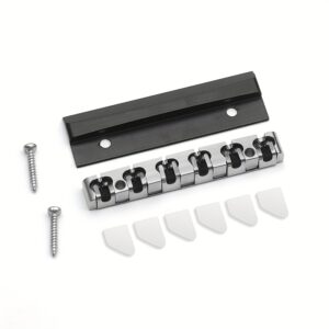 Stainless Steel Electric Guitar Nut, Precision CNC Machined 43mm Roller, Durable & Compact Design, Compatible with ST Style Guitars, Includes Screws & Shims for Easy Installation, Tuning Pegs Design, Musical Instrument Parts