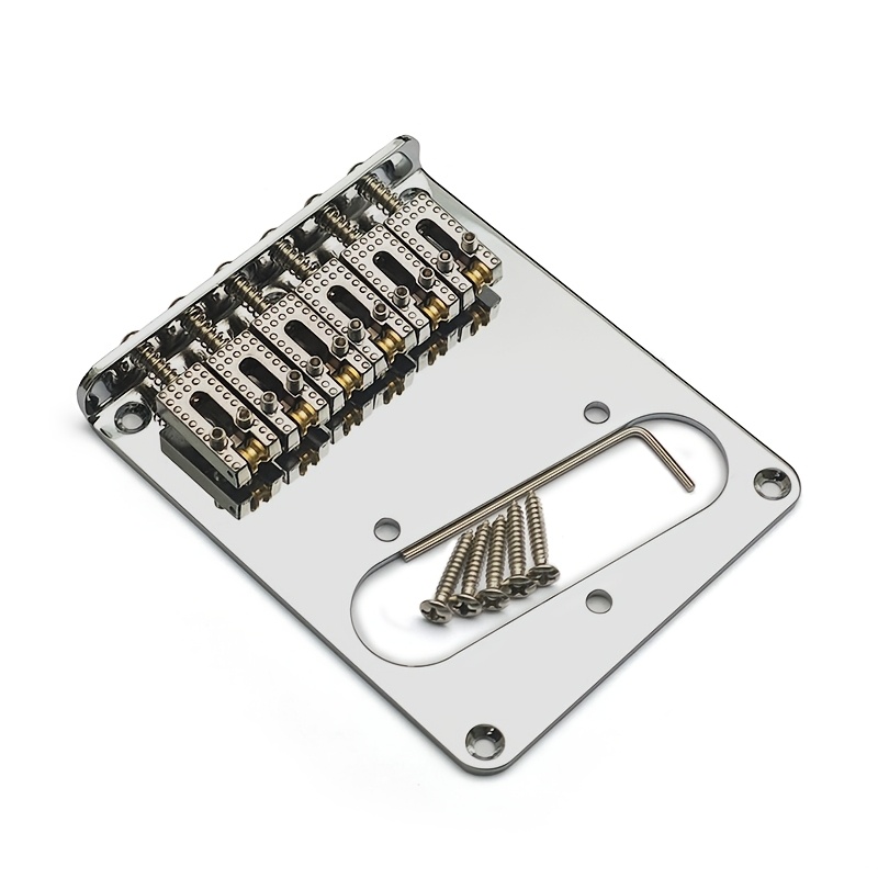 Fixed Guitar Bridge for TL Style Guitar 97x80. 5mm with 6 Roller Saddle Bottom Or Body Loading Guitar Parts Silvery