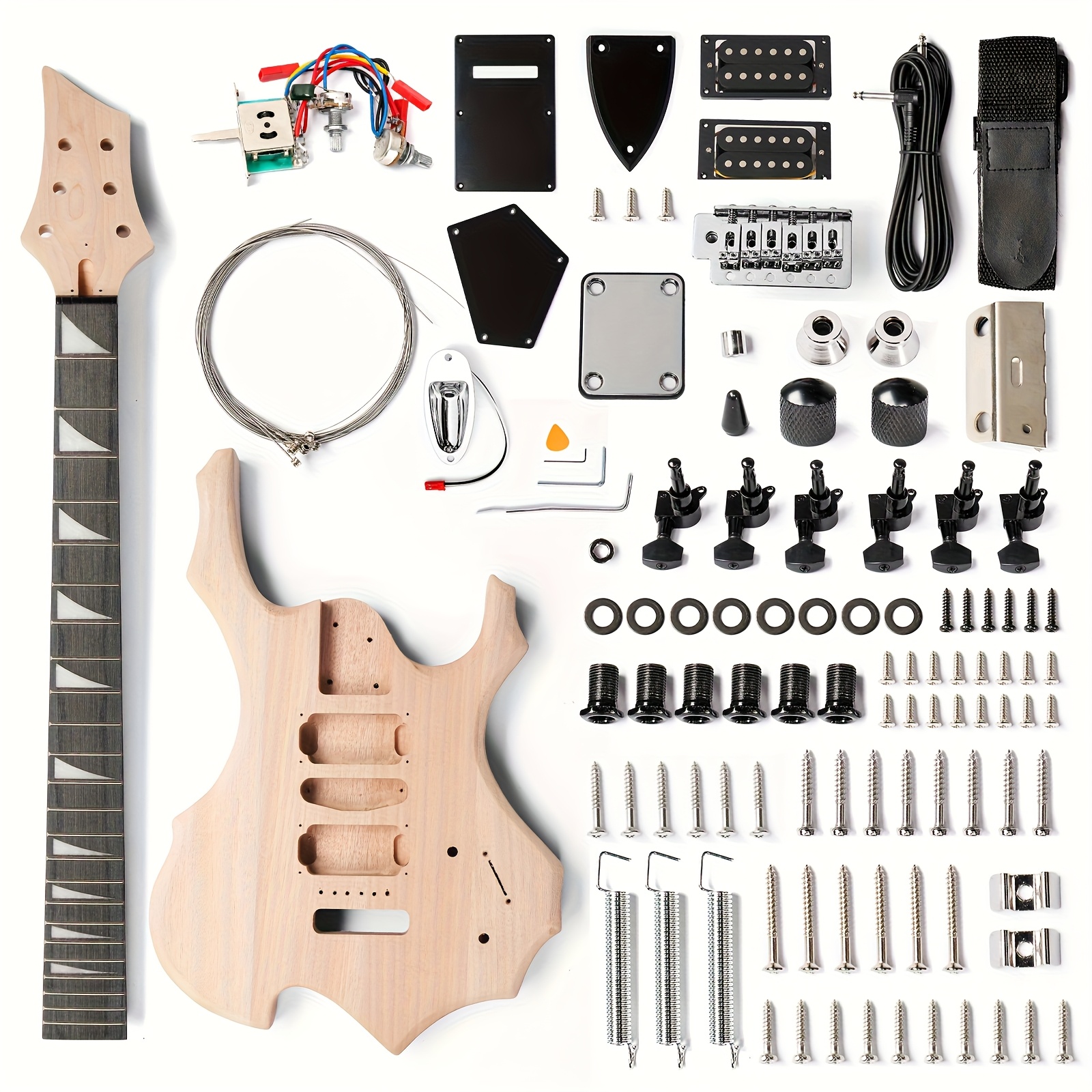 Glarry DIY Electric Guitar Kit for Beginners with Mahogany Body & Maple Neck - Full Components Build Your Own Guitar, H-H-H Humbucker Pickups, 24-Fret Rosewood Board, Tremolo Bridge & Cable/Strap Included (6-String) - Image 3