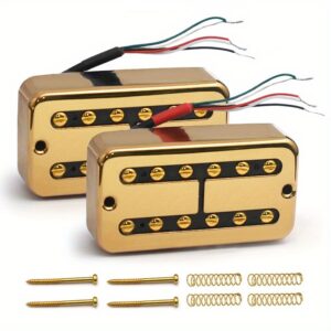 [Alnico 5 Guitar Pickup] Alnico 5 Golden/Chrome Electric Guitar Humbucker Pickup | FT Style Neck-7.5K & Bridge-8.6K Coil Splitting Pickups for Electric Guitar