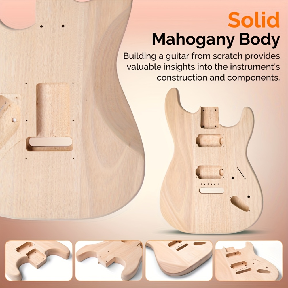 Glarry DIY Electric Guitar Kit for Beginners with Mahogany Body & Maple Neck - Full Components Build Your Own Guitar, H-H-H Humbucker Pickups, 24-Fret Rosewood Board, Tremolo Bridge & Cable/Strap Included (6-String) - Image 13