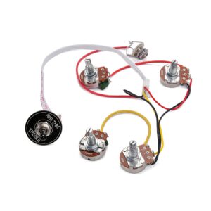 1pc Guitar Volume & Tone Control Switch Cap, 2V2T Long Post Black/Golden/Chrome Pad Wiring Harness Kit, Suitable for GS Guitars, Guitar Electronics, Sleek Metallic Finish, Durable Construction, Precision Engineering, Tone Control, Professional Look, Highquality Components, Tone Control Knob, Music Professionals