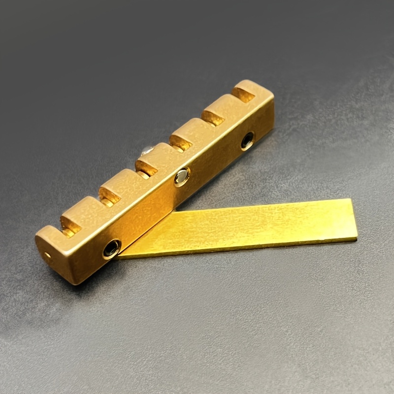 1x CNC Machined Brass Roller Guitar Nut - Adjustable Height (43mm) with 3-Screw System, Compatible with Les Paul LP SG Electric Guitars, -Toned Durable Replacement for 6-String Fretted Instruments (Precision Fit LP/SG Style) - Image 3