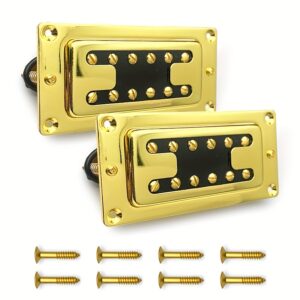 RB Style Mini Humbucker Pickup, 12-Hole, 72x32mm, for Rickenbacker Style Guitar, Chrome/Golden, Electric Guitar Accessory, Metal Body, No Power, Wireless