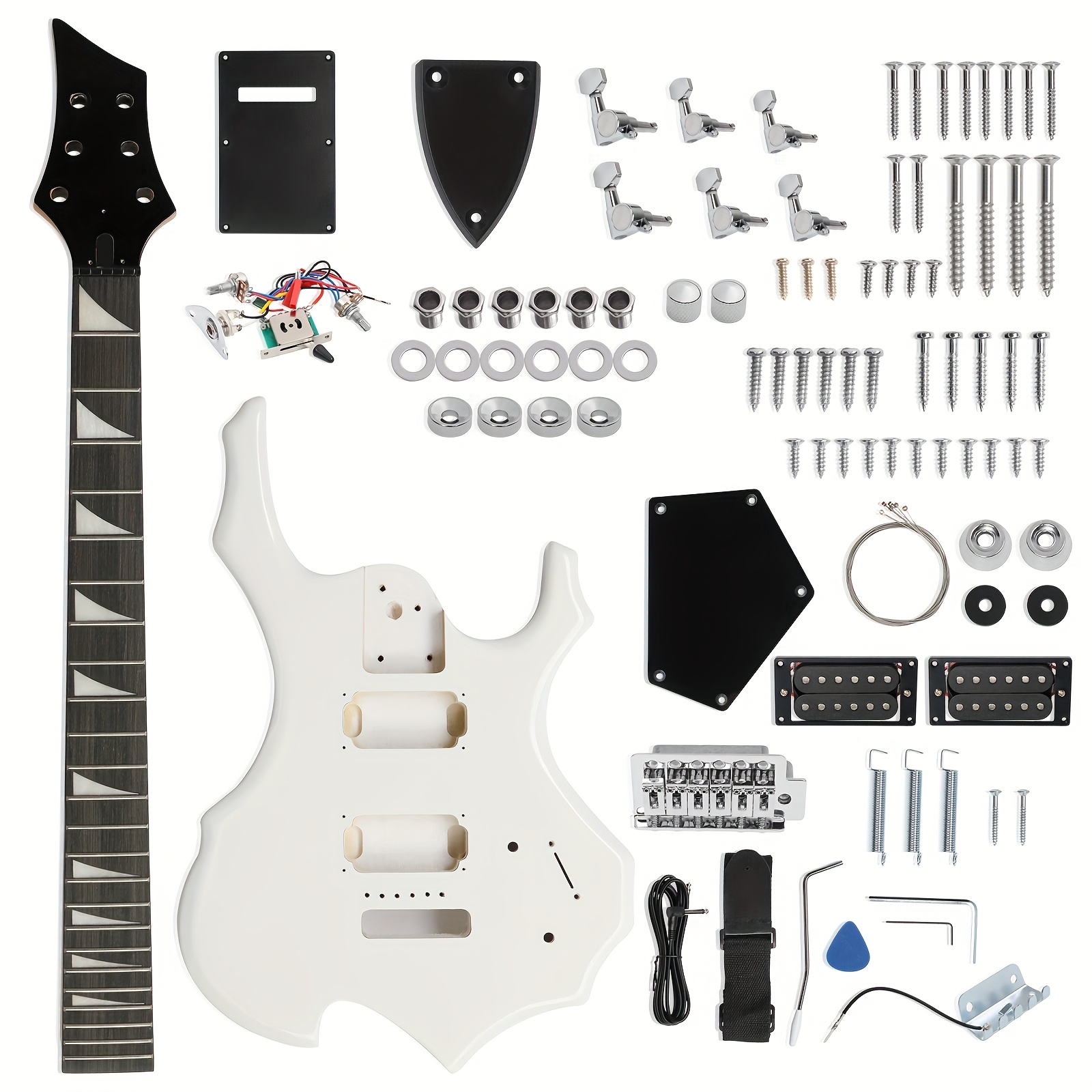 Glarry DIY Electric Guitar Kit for Beginners with Mahogany Body & Maple Neck - Full Components Build Your Own Guitar, H-H-H Humbucker Pickups, 24-Fret Rosewood Board, Tremolo Bridge & Cable/Strap Included (6-String) - Image 7