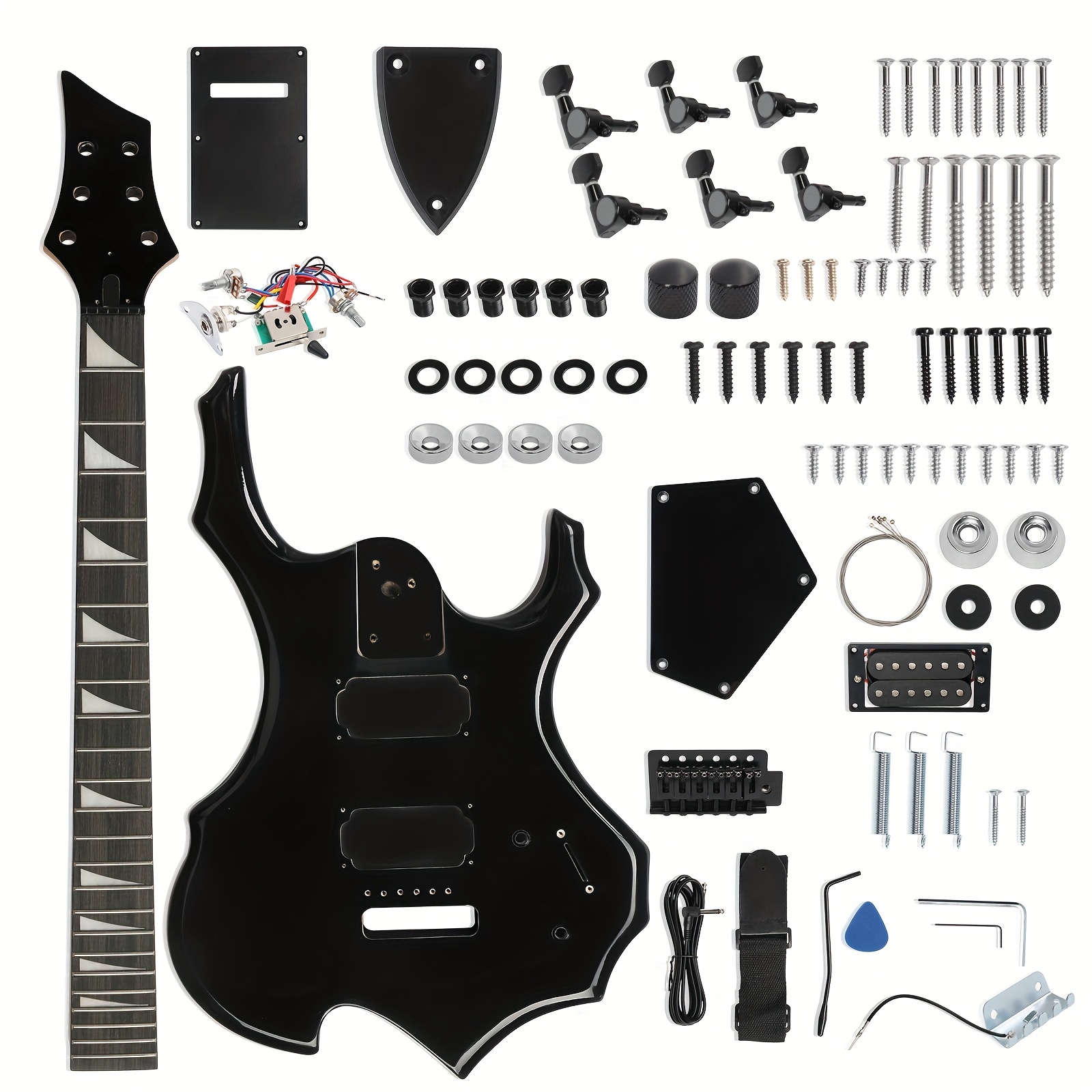 Glarry DIY Electric Guitar Kit for Beginners with Mahogany Body & Maple Neck - Full Components Build Your Own Guitar, H-H-H Humbucker Pickups, 24-Fret Rosewood Board, Tremolo Bridge & Cable/Strap Included (6-String) - Image 9