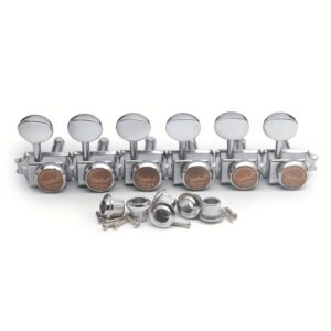 [Vintage Guitar Locking Tuners] SAPHUE 6pcs Chrome Inline Guitar Locking Tuners – Vintage Style, Easy Install, for ST & TL Electric/Folk/Acoustic Guitars