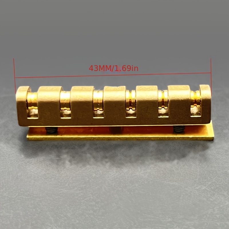 1x CNC Machined Brass Roller Guitar Nut - Adjustable Height (43mm) with 3-Screw System, Compatible with Les Paul LP SG Electric Guitars, -Toned Durable Replacement for 6-String Fretted Instruments (Precision Fit LP/SG Style) - Image 4