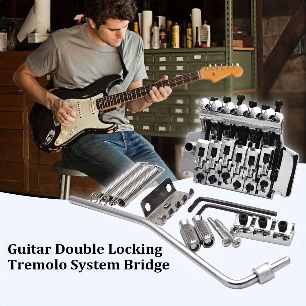 Guitar Double Locking Tremolo System Bridge with Bar Double Locking Electric Guitar Replacement Parts - Image 2