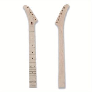 YoungMonic Maple Guitar Neck 24 Fret 25.5 inch Locking Nut Maple Fretboard Reverse Banana Head Dot Inlay