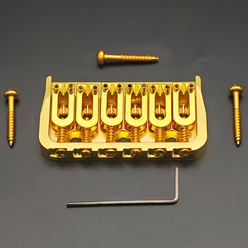 6-string Guitar Fixed Bridge 72.8x38mm- Electric Guitar Metal Hardtail Replacement, Black& Silvery Golden, Fashionable Design, Sturdy Structure, Precision Craftsmanship, Suitable for DIY Guitarists and Instrument Repairers, Instrument Repair - Image 2