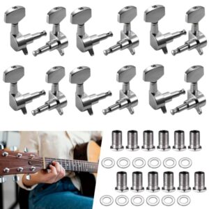 12pcs Guitar Tuning Machines | 101.44oz+3R Machine Heads Pegs, Precision String Tuners, Silvery Grey, for Electric & Acoustic Guitar Parts