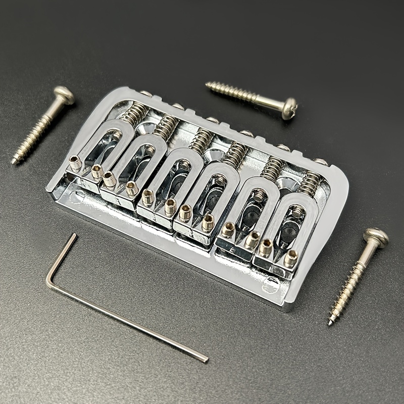 6-string Guitar Fixed Bridge 72.8x38mm- Electric Guitar Metal Hardtail Replacement, Black& Silvery Golden, Fashionable Design, Sturdy Structure, Precision Craftsmanship, Suitable for DIY Guitarists and Instrument Repairers, Instrument Repair - Image 4