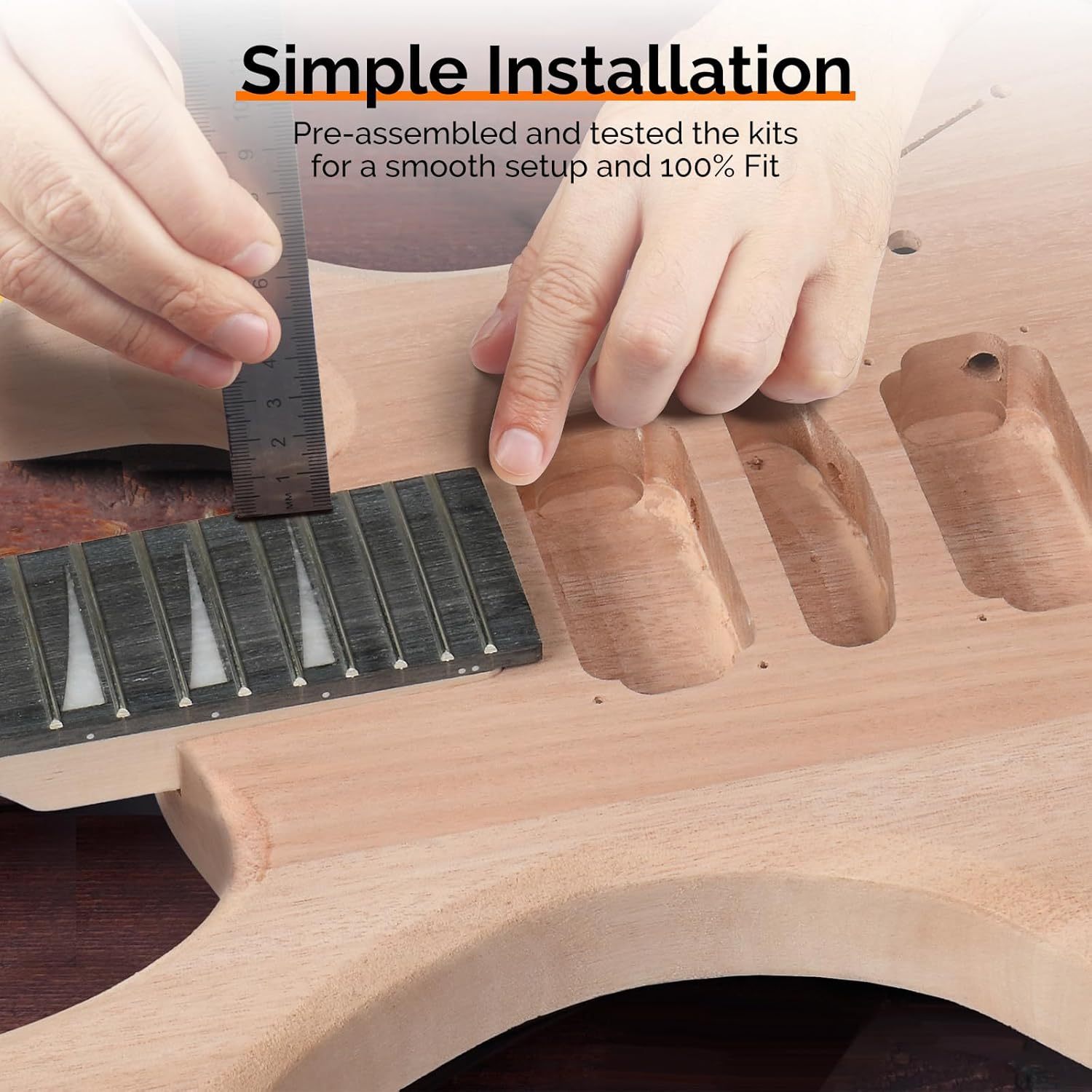 Glarry DIY Electric Guitar Kit for Beginners with Mahogany Body & Maple Neck - Full Components Build Your Own Guitar, H-H-H Humbucker Pickups, 24-Fret Rosewood Board, Tremolo Bridge & Cable/Strap Included (6-String) - Image 8