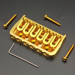 6-string Guitar Fixed Bridge 72.8x38mm- Electric Guitar Metal Hardtail Replacement, Black& Silvery Golden, Fashionable Design, Sturdy Structure, Precision Craftsmanship, Suitable for DIY Guitarists and Instrument Repairers, Instrument Repair