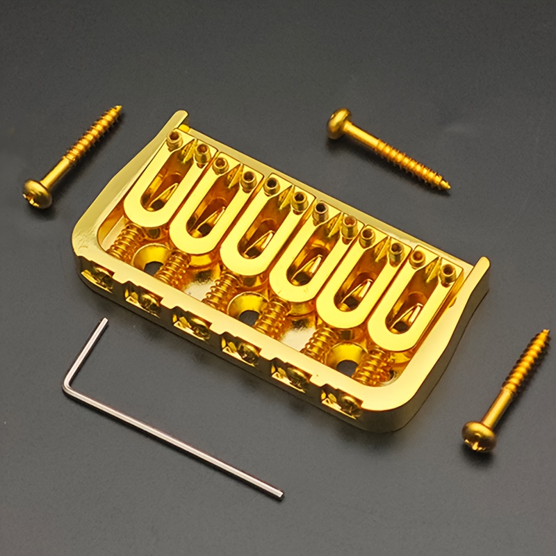 6-string Guitar Fixed Bridge 72.8x38mm- Electric Guitar Metal Hardtail Replacement, Black& Silvery Golden, Fashionable Design, Sturdy Structure, Precision Craftsmanship, Suitable for DIY Guitarists and Instrument Repairers, Instrument Repair