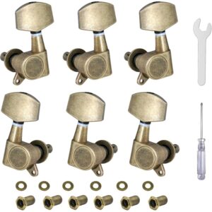 6pcs 101.44oz+3R Guitar Machine Heads Guitar String Tuning Pegs Machine Head Tuners for electric guitar tuner Acoustic Guitar for replacement and upgrad (Bronze color), Guitar Upgrade Parts, Guitar String Tuners, Bronze Guitar Hardware, Classic Gear