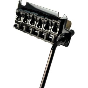 10.8mm Electric Guitar Tremolo Bridge – Heavy-Duty Stainless Steel Plate with Brass Saddles & Block, 2-Point Design, Adjustable Saddles for 6-String Guitars – Vacuum Black Finish, Guitar Pickup, Guitar Part, Bass Guitar Bridge Black