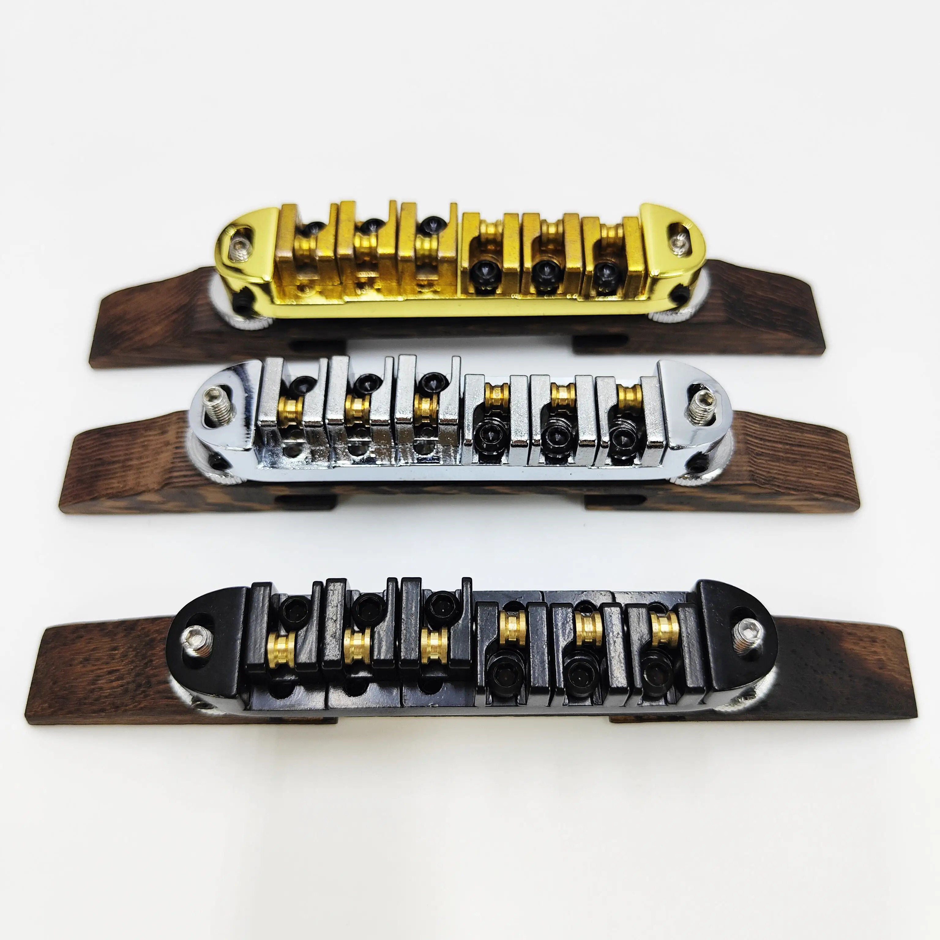 Premium Rosewood Jazz Bridge Set Jazz Electric Guitar Ball Bridge Rosewood Base Bridge Adjustable Traditional Saddle Golden and Silvery Black, Instrument Repair Parts, Guitar Bridge Replacement, Elegant Guitar Accessory, Classic Guitar Hardware, Handfinished Hardware, Highquality Saddle, Replacement Guitar Parts, Jazz Musicians, Guitar Technicians